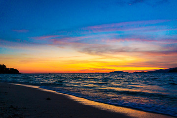 Tropical sunset on the beach.