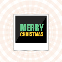 Merry Christmas lettering Greeting Card. Photo Frame. Vector illustration
