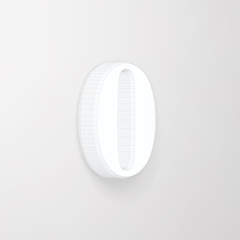 Alphabet collection: wireframe of 3d character 0, vector