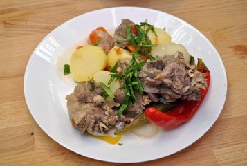boiled potatoes and meat