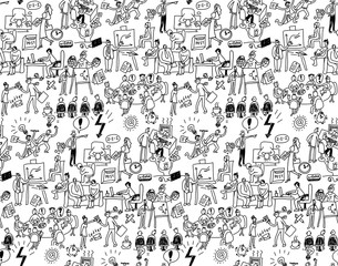 Office life seamless pattern business people  