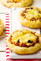 pizza with ground meet and cheese