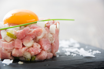 Steak tartar on slate