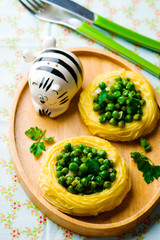potato nests  with a green peas