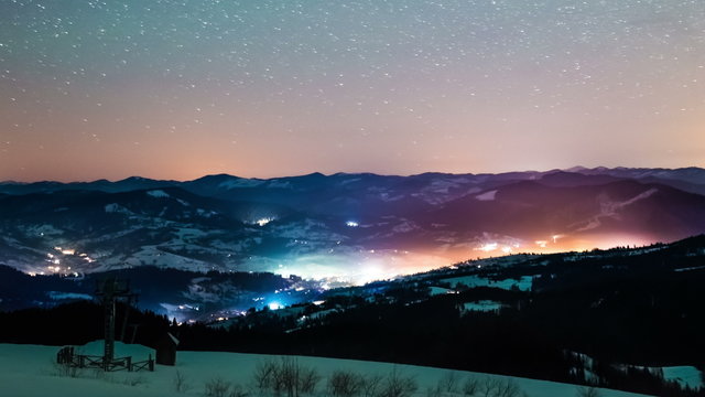 Milky way time lapse in Carpathian Mountains