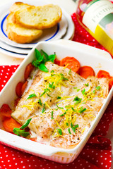 The baked fish fillet with carrot