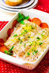 The baked fish fillet with carrot