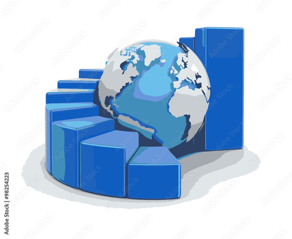 Poster 3d globe with graph