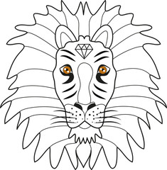 Lion's head cartoon vector, testa leone vettoriale bianco e nero