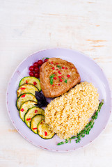  Steak  with bulgur and vegetables