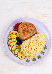  Steak  with bulgur and vegetables