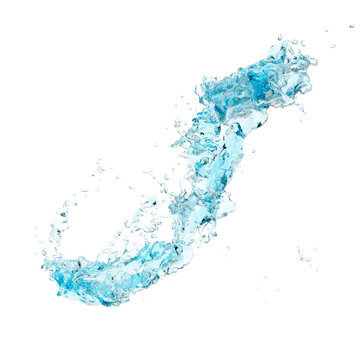 blue water splash isolated on white background. Sets