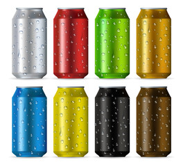 Aluminum cans with drops