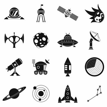 Space simple icons set