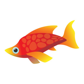 Red sea fish cartoon icon