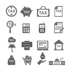 tax icon silhouette  set  . vintage  paper texture