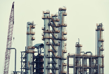 gas processing factory. landscape with gas and oil industry