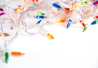 Closeup of Christmas light background