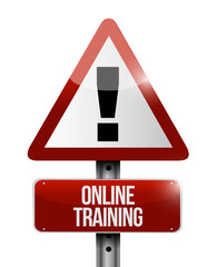 Online Training warning road sign concept