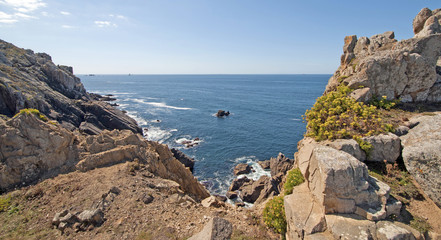 Cliffs along the coast of Brittany in summer