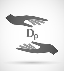 Two hands protecting or giving a drachma currency sign