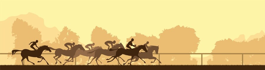 Fototapeta na wymiar horse racing silhouette