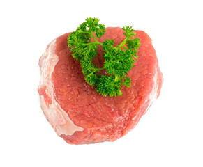 raw beef isolated on white