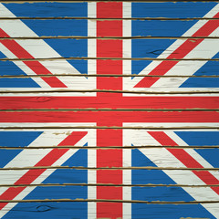 Fototapeta premium Britain flag on wood texture