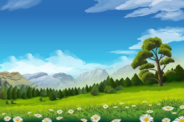 Deurstickers Lente landschap, vector achtergrond © Natis