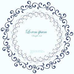 Decorative round frame. Abstract vector floral ornament.