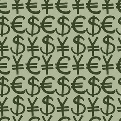 Seamless pattern hand drawn sketch icons currency. Vector