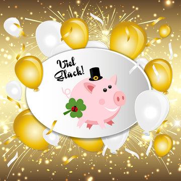 Gl&uuml;cksschwein Silvester Feuerwerk Vekor 