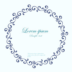 Decorative round frame. Abstract vector floral ornament.