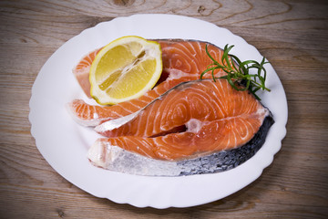 salmon on wood