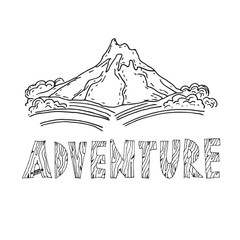 Hand drawn labels for adventure themes. Vector