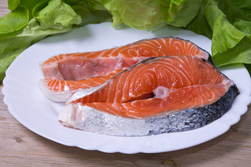 salmon on wood
