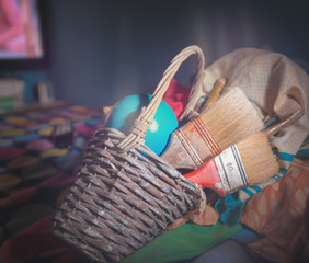 Inside with still life and paint brushes series