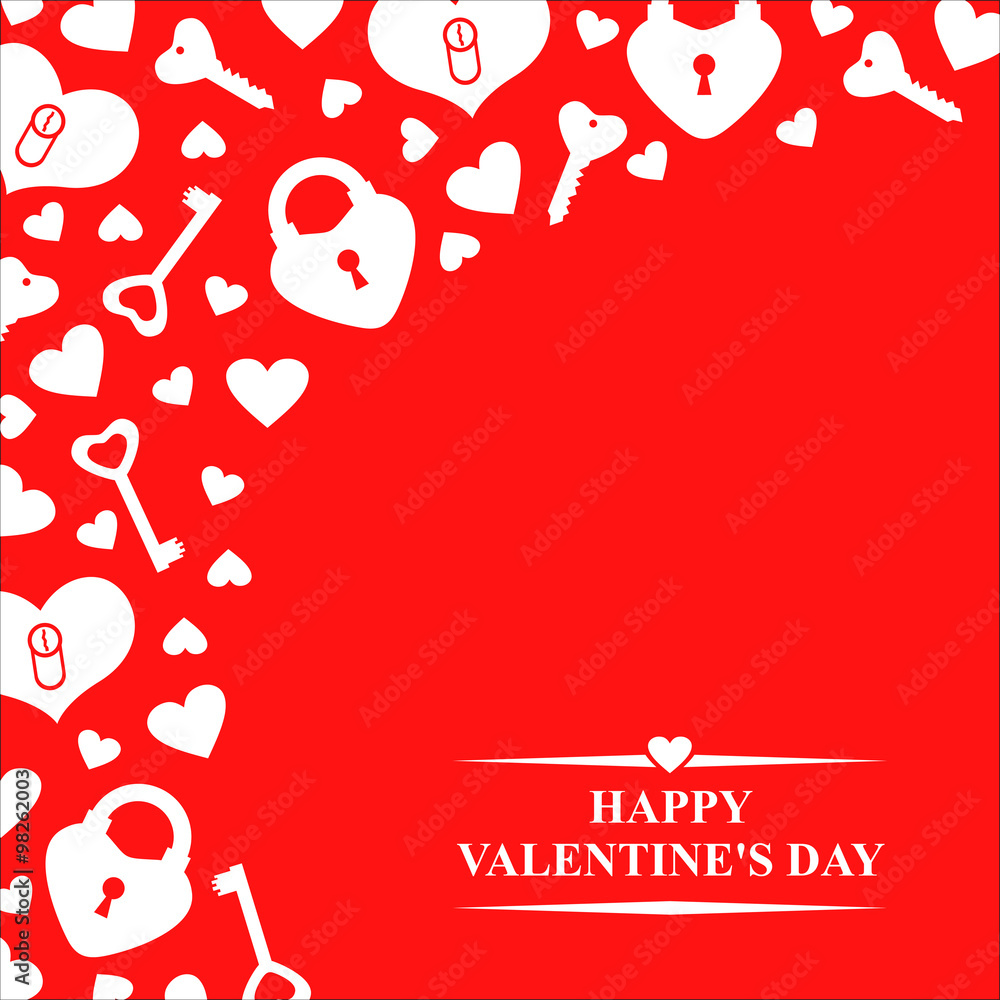 Canvas Prints Valentines day greeting card with lock and key