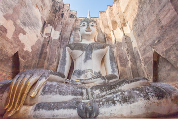 Ancient Buddha statue in Sukhothai National park