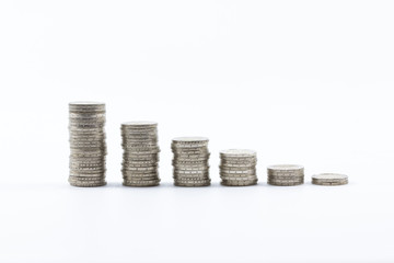 2 euro coins stacked isolated on a white background
