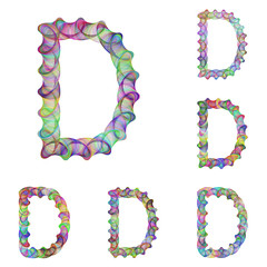 Colorful ellipse fractal font - letter D