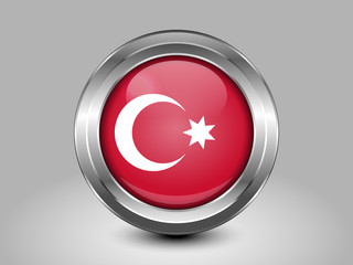 Ottoman Empire Variant Flag. Metal Round Icon