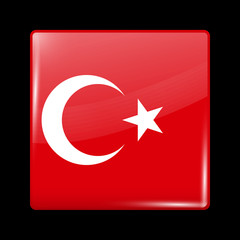 Turkey Variant Flag. Glassy Icon Square Shape