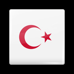 Turkey Variant Flag. Glassy Icon Square Shape
