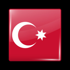 Ottoman Empire Variant Flag. Glassy Icon Square Shape