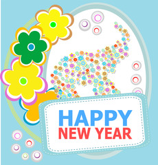 Happy New Year Holiday Vector Card, Merry Christmas