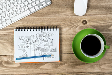Business workplace with stuff