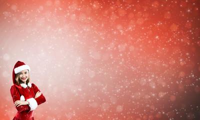 Santa girl in suit