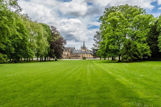 Famous Chateau de Chantilly (1560), park. Oise, Picardie, France