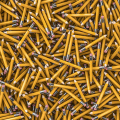 Pencil background / 3D render of hundreds of yellow pencils